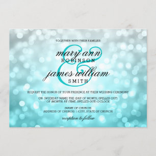 Beach Ombre Bokeh Lights Summer Wedding Invitation