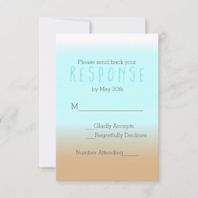 Beach Ombre Elegant RSVP Response Card Invitation (Front)