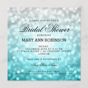 Beach Ombre Glitter Lights Bridal Shower Invitation