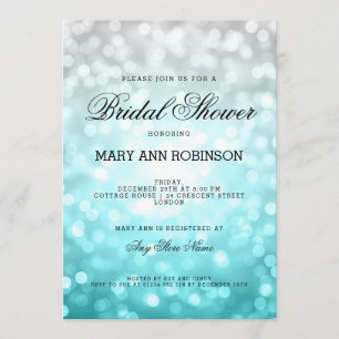 Beach Ombre Glitter Lights Bridal Shower Invitation