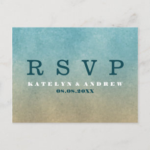 Beach Ombre Minimal Wedding RSVP Invitation Postcard