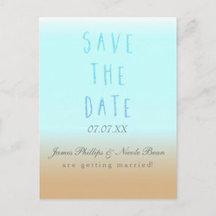Beach Ombre Modern Watercolor Save The Date Announcement Postcard