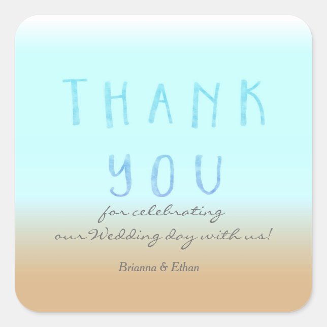 Beach Ombre THANK YOU Watercolor Stickers (Front)