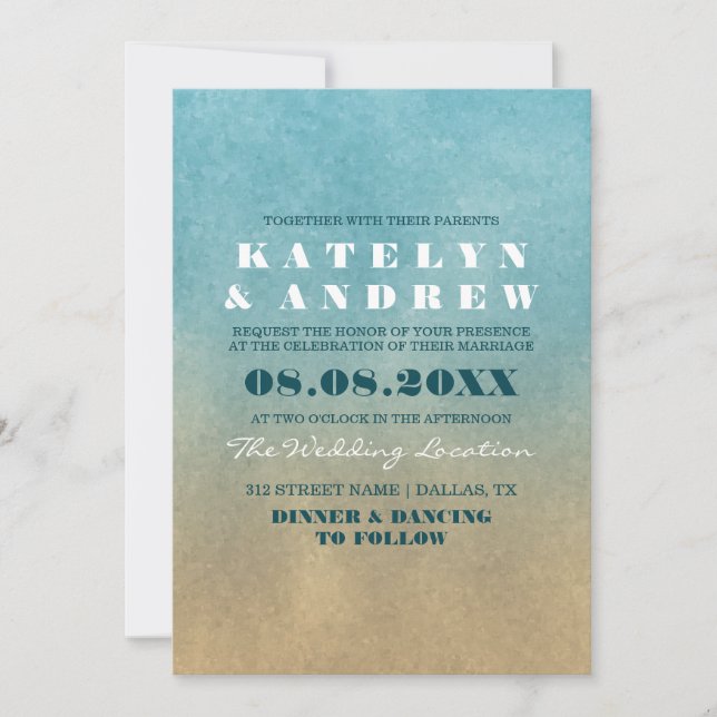 Beach Ombre Wedding Invitation (Front)