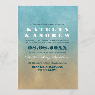 Beach Ombre Wedding Invitation