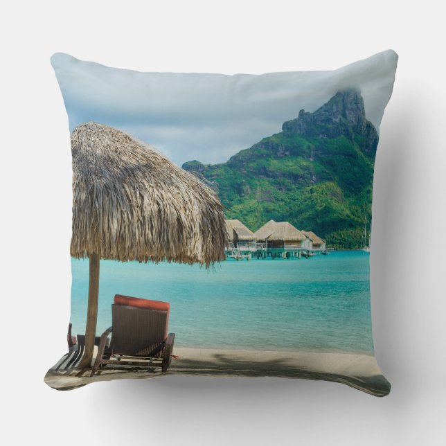 Beach on Bora Bora throw pillow (Front)