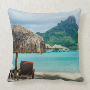 Beach on Bora Bora throw pillow