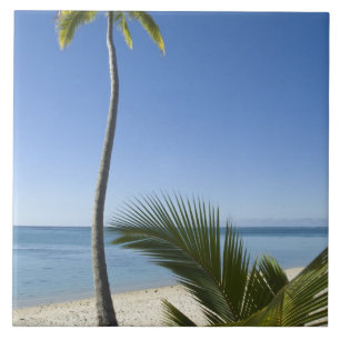 Beach on mainland Aitutaki, Cook Islands Tile