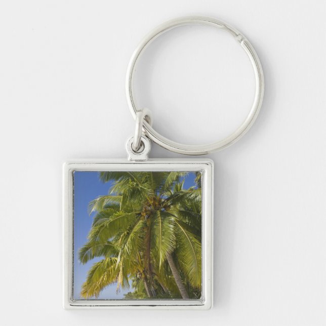 Beach on One Foot island, Aitutaki, Cook Islands Key Ring (Front)