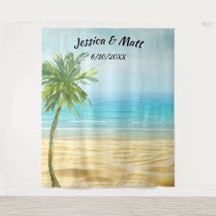 Beach or destination Wedding Photo Booth Backgroun Tapestry