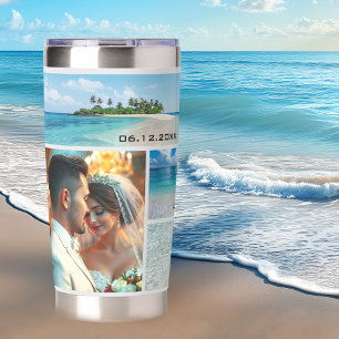 Beach or Destination Wedding Photo Collage Insulated Tumbler