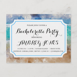 Beach or Tropical Island Bachelorette Party Invitation Postcard