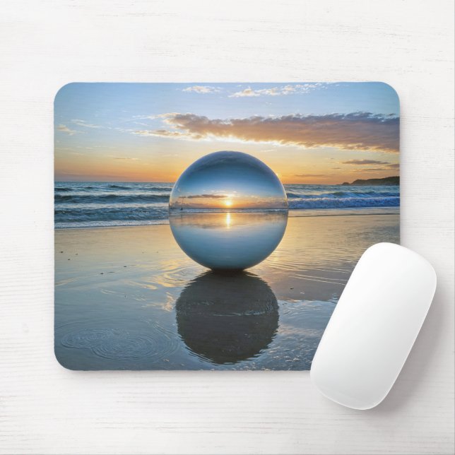 Beach Orb With Sunrise Reflection Mouse Mat (With Mouse)