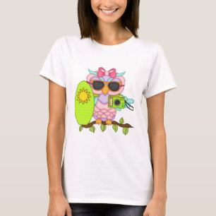 Beach Owl cartoon fun t-shirt