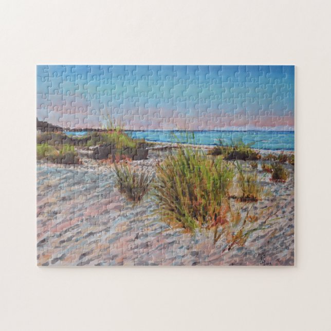 Beach Painting Florida Sand Pink Jigsaw Puzzle (Horizontal)