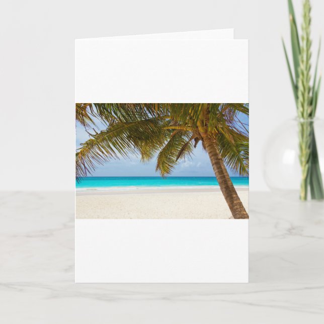 beach palm branches tree tropical island sand sea card (Front)