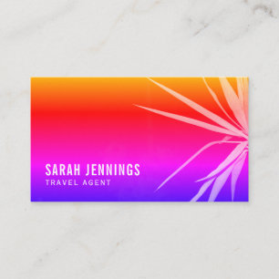 Beach Palm Leaf Silhouette, Travel & Tourism Business Card