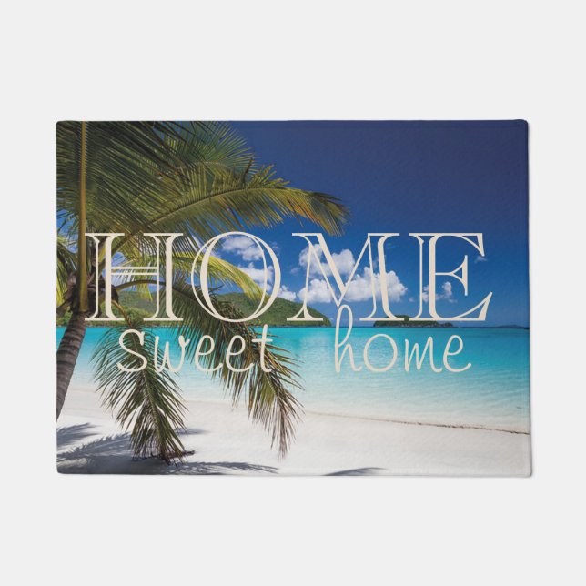 Beach, Palm, Sand ,Home Sweet Home Doormat (Front)