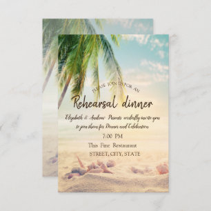 Beach,Palm,Seastar,Seashell Rehearsal Dinner Invitation