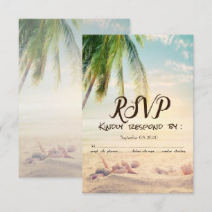 Beach,Palm, Seastar,Seashell RSVP Invitation
