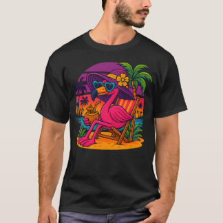 Beach Palm Summer Sunset Vacation Funny T-Shirt