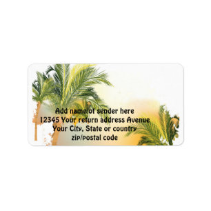 Beach Palm Tree Return Address Label