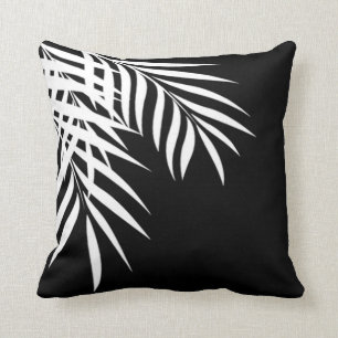 Beach Palm Tree Silhouette   black & white Cushion