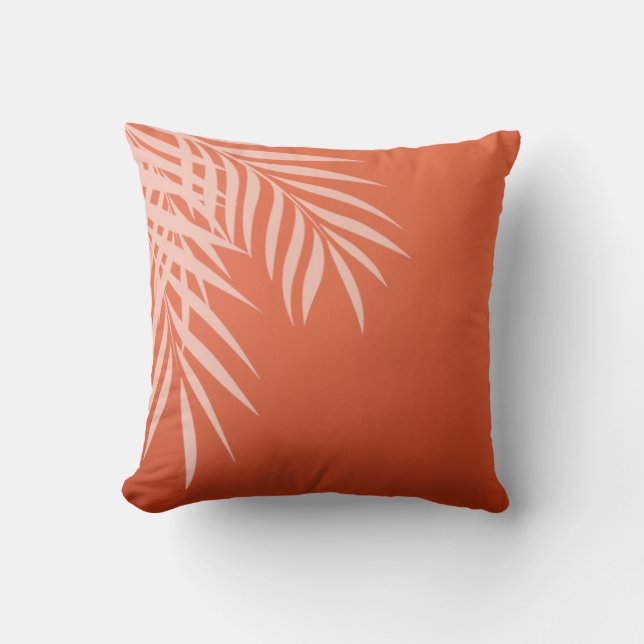 Beach Palm Tree Silhouette | coral Cushion (Front)