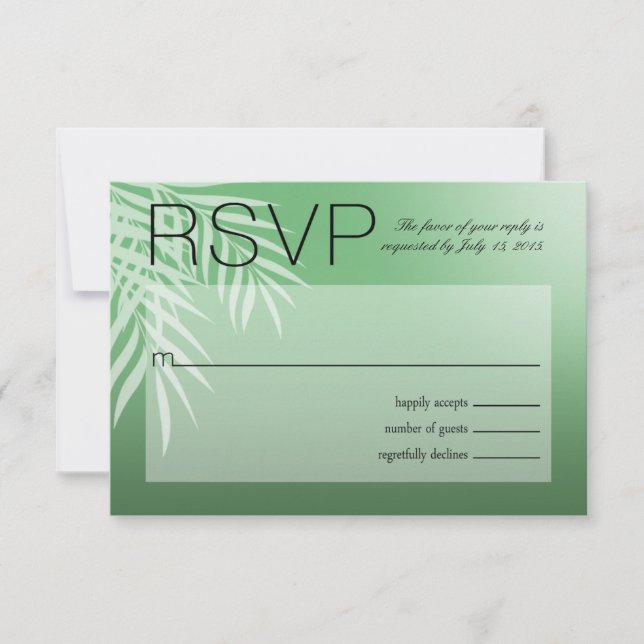 Beach Palm Tree Silhouette RSVP | jade Card (Front)