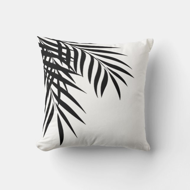 Beach Palm Tree Silhouette | white & black Cushion (Front)