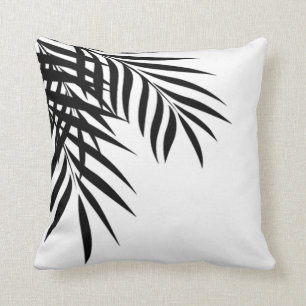 Beach Palm Tree Silhouette white & black Cushion