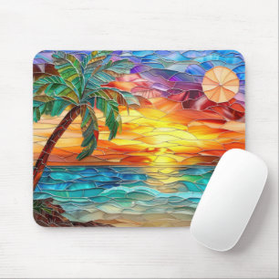 Beach Palm Tree Sunset Tropical Colourful  Mouse Mat