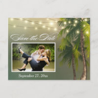 Beach Palm Tree Tropical Save the Date Postcards