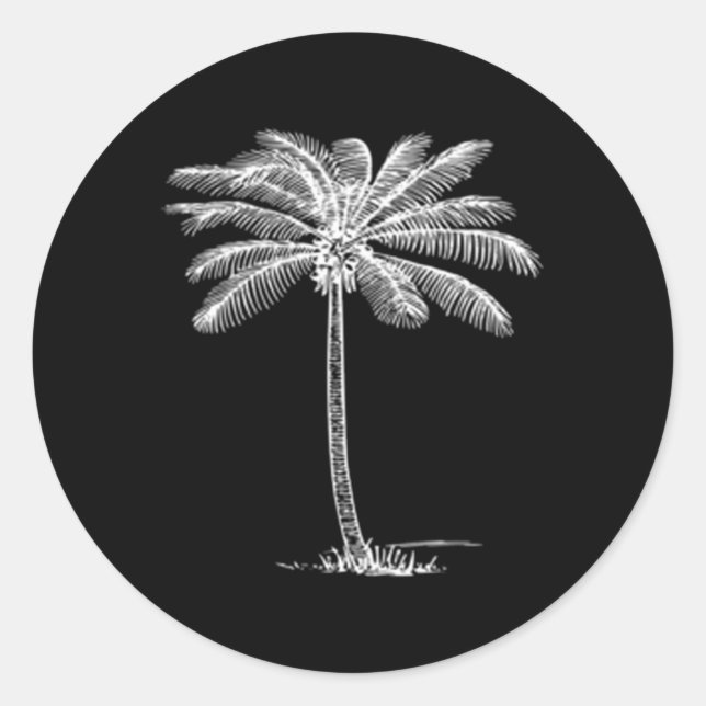 Beach Palm Tree Tropical Vacation Classic Round Sticker (Front)