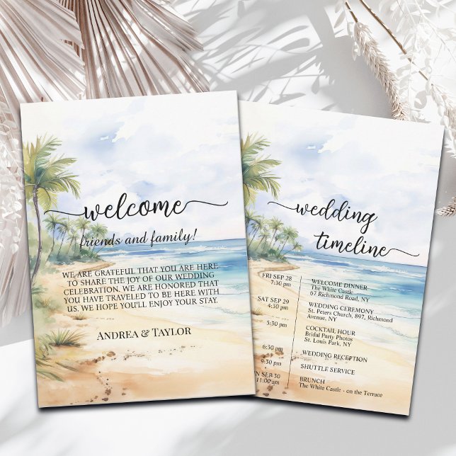 Beach Palm Tree Wedding Bag Letter & Timeline Card (Creator Uploaded)