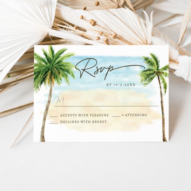 Beach Palm Tree Wedding RSVP Response Card (Creator Uploaded)