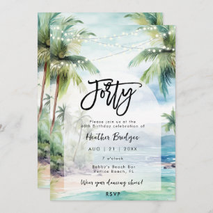 beach palm trees 40th birthday party invitation
