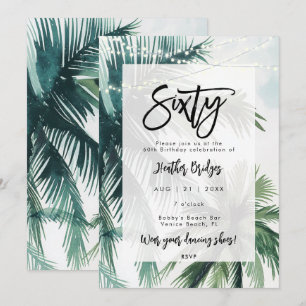 beach palm trees 60th birthday party invitation