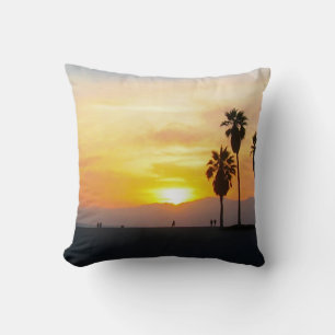Beach Palm Trees Boardwalk Sunset Venice Beach Cushion