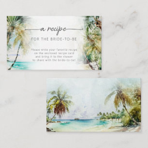 Beach Palm Trees Bridal Shower Recipe Request Enclosure Card