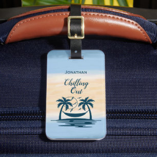 Beach Palm Trees Hammock Chilling Out  Luggage Tag