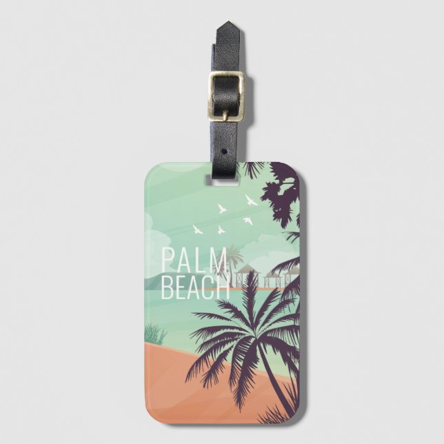 Beach Palm Trees in Soft Colours Luggage Tag (Front Vertical)