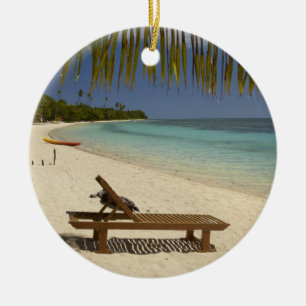 Beach, palm trees & lounger ceramic tree decoration