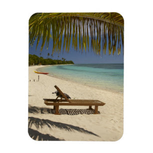 Beach, palm trees & lounger magnet