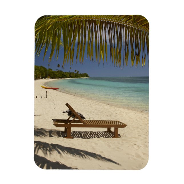 Beach, palm trees & lounger magnet (Vertical)