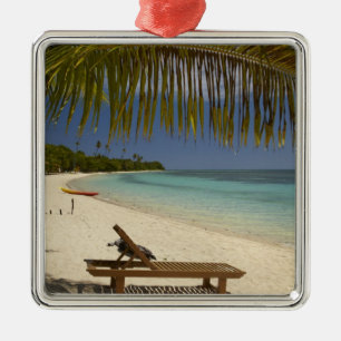 Beach, palm trees & lounger metal tree decoration