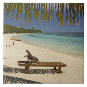 Beach, palm trees & lounger tile