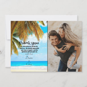 Beach Palm Trees Ocean Destination  Thank You Card