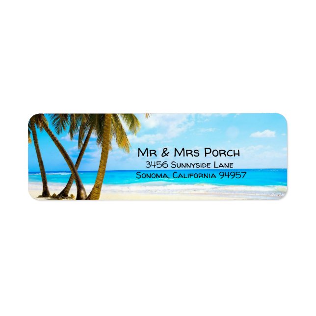 Beach, Palm Trees, Ocean Return Address (Front)