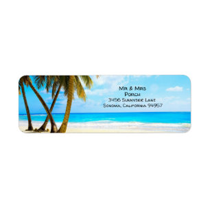 Beach, Palm Trees, Ocean Return Address